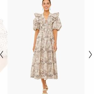 Day Calla Cheetah Puff Sleeve V Neck Dress by SEA NY